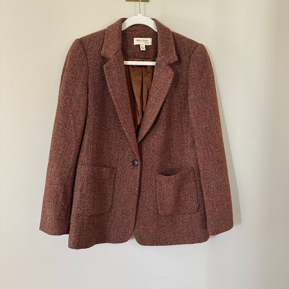 See you soon Blazer - Herringbone pattern - Wool blend - fully lined - Size M